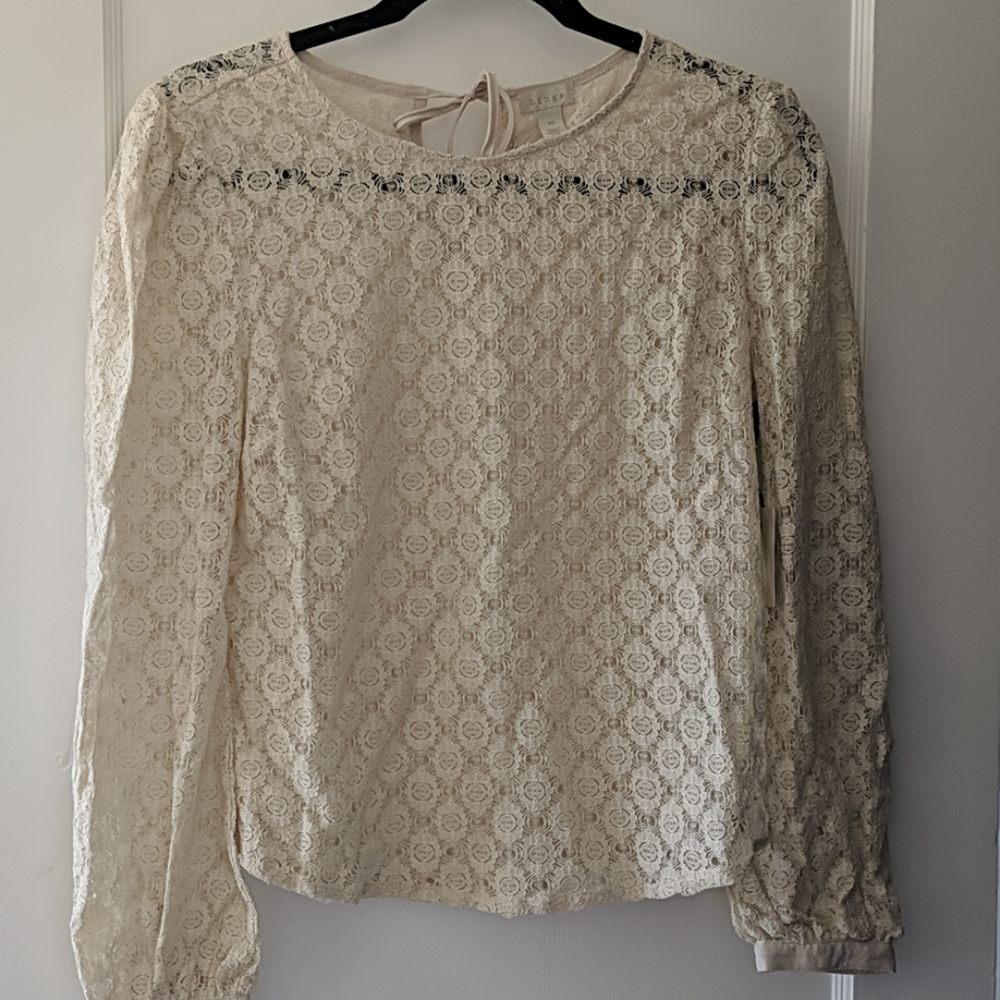 NWT Hinge Cream Lace Top XS